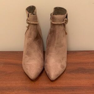 Cato Taupe Ankle Booties with Gold Accents